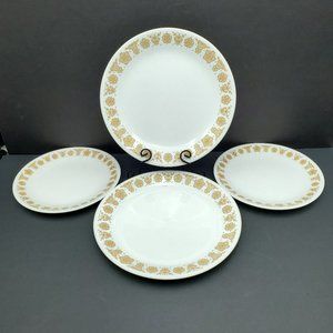Corelle Butterfly Gold Dinner Plates Lunch Salad Plates Corning Gold Flowers